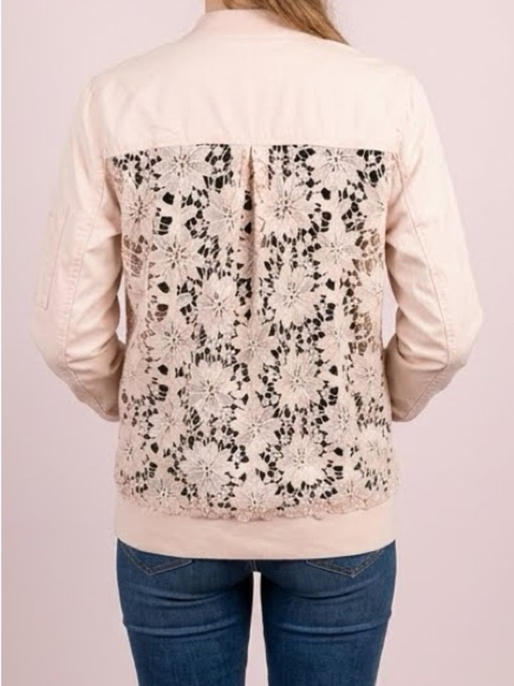 Chelsea 28 Lace Bomber Jacket Pink Size Large
